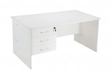 CDK1575 Rapid Vibe Desk 1500 X 750 With Fitted CDKP3D 3 Drawer Ped. All Natural White